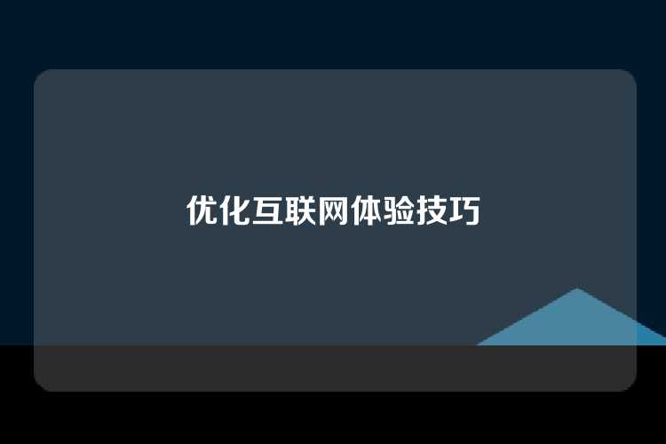 优化互联网体验技巧