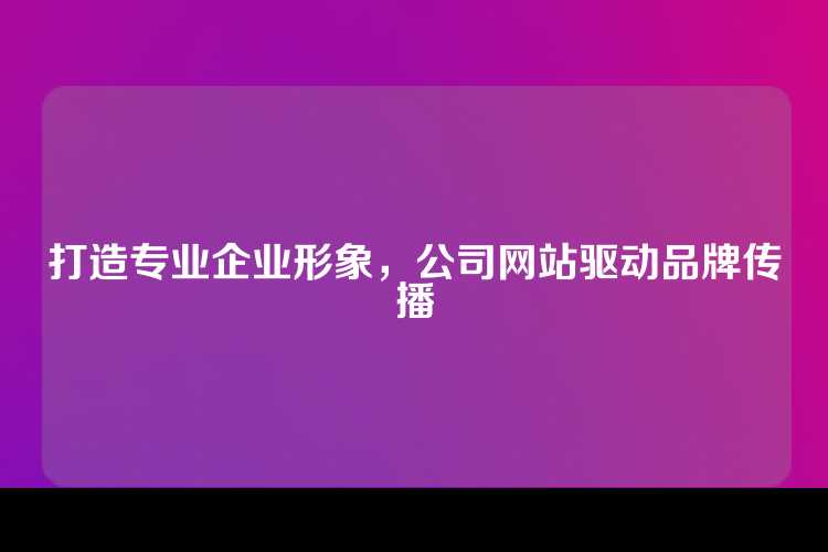打造专业企业形象，公司网站驱动品牌传播