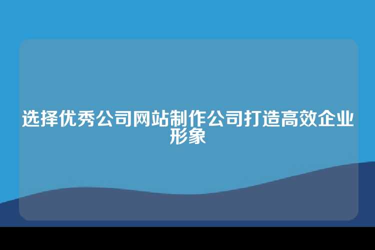 选择优秀公司网站制作公司打造高效企业形象