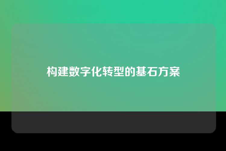 构建数字化转型的基石方案