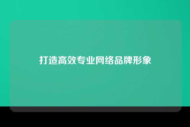 打造高效专业网络品牌形象