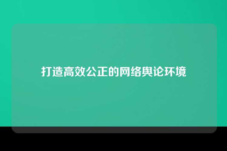 打造高效公正的网络舆论环境
