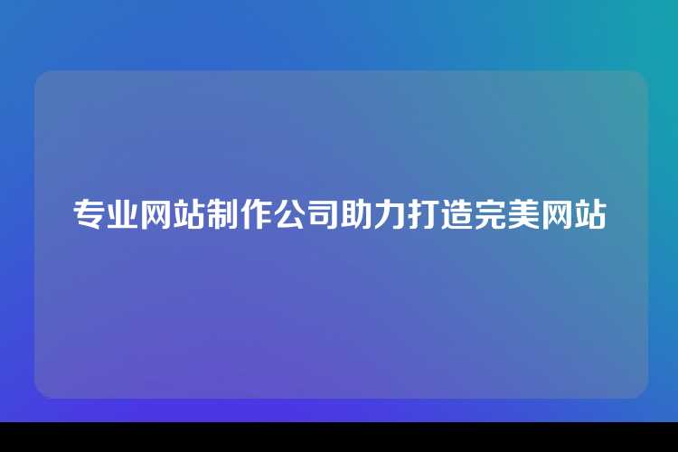 专业网站制作公司助力打造完美网站