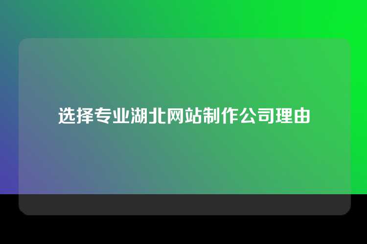 选择专业湖北网站制作公司理由