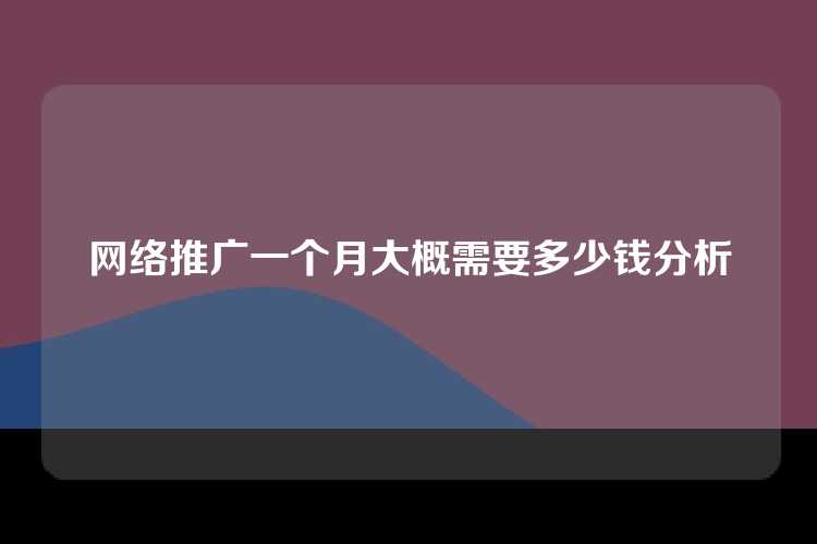 网络推广一个月大概需要多少钱分析