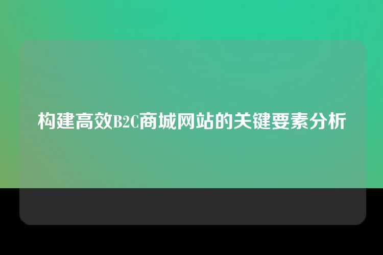 构建高效B2C商城网站的关键要素分析