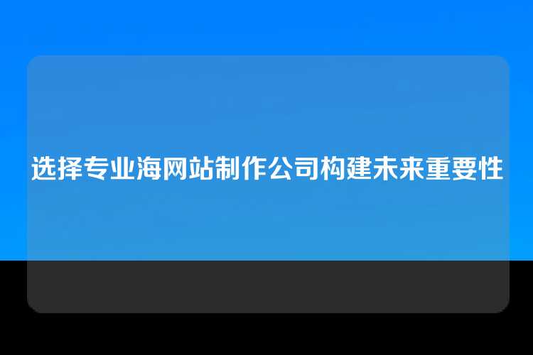选择专业海网站制作公司构建未来重要性