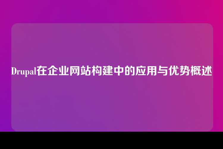 Drupal在企业网站构建中的应用与优势概述