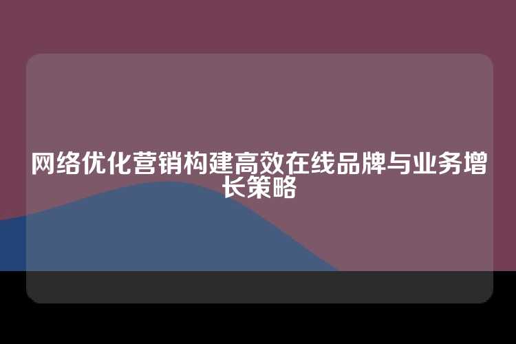 网络优化营销构建高效在线品牌与业务增长策略