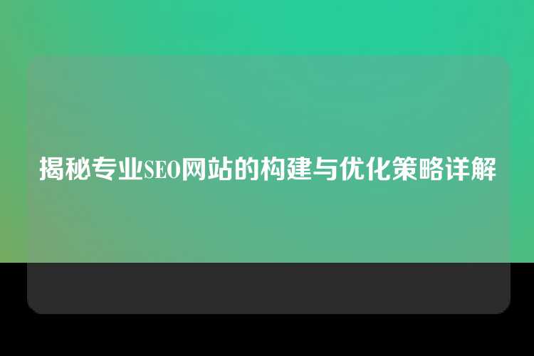 揭秘专业SEO网站的构建与优化策略详解