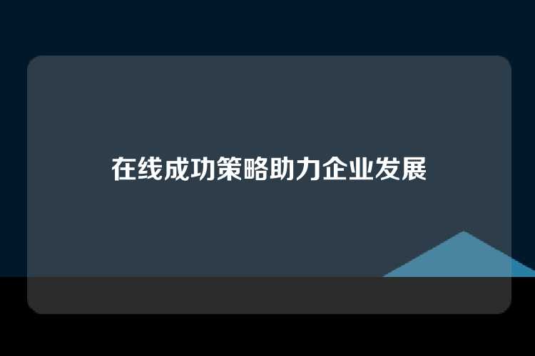 在线成功策略助力企业发展