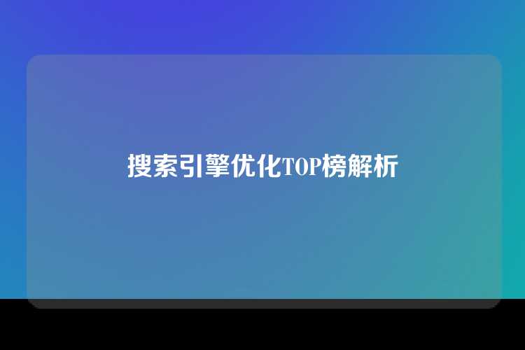 搜索引擎优化TOP榜解析