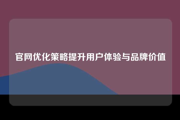 官网优化策略提升用户体验与品牌价值