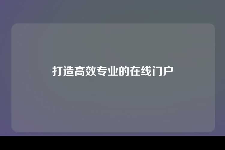 打造高效专业的在线门户