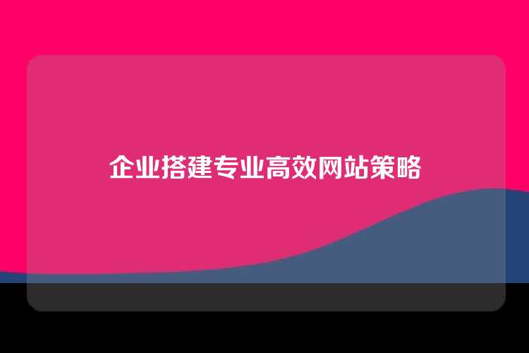 企业搭建专业高效网站策略