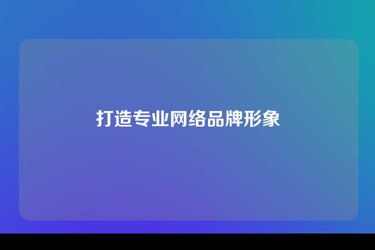 打造专业网络品牌形象