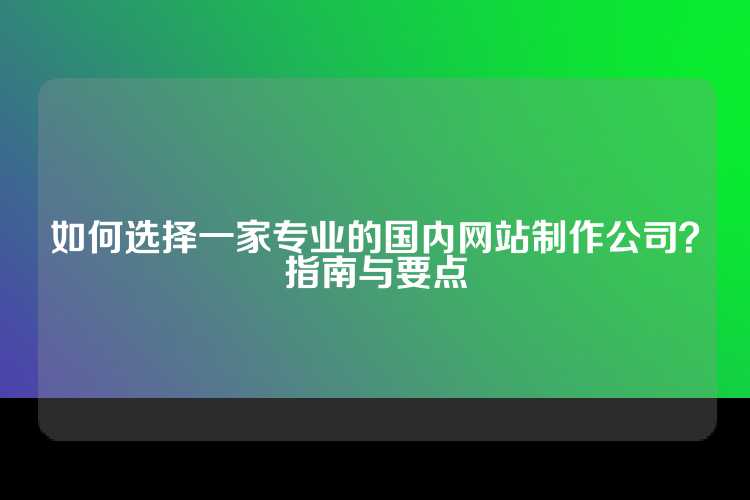 如何选择一家专业的国内网站制作公司？指南与要点