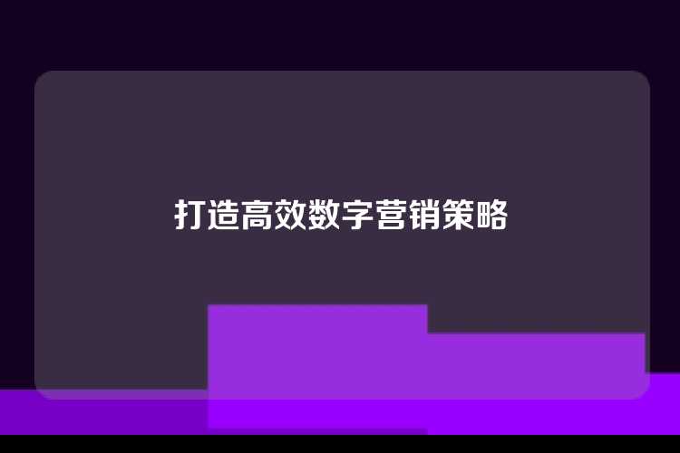 打造高效数字营销策略