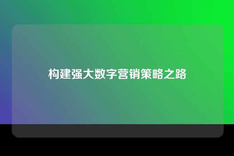 构建强大数字营销策略之路