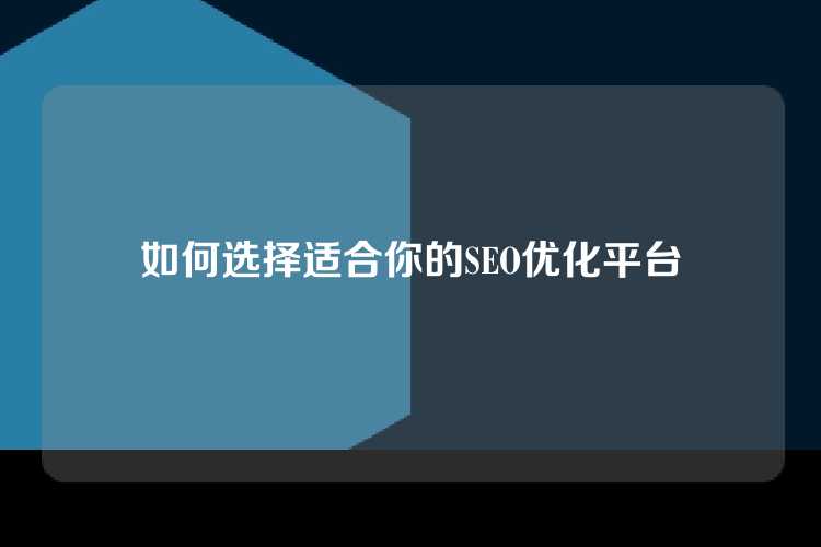 如何选择适合你的SEO优化平台