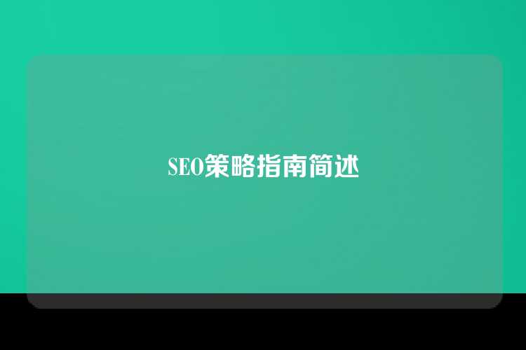 SEO策略指南简述