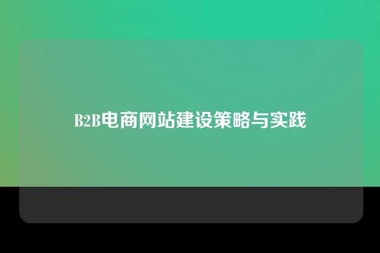 B2B电商网站建设策略与实践
