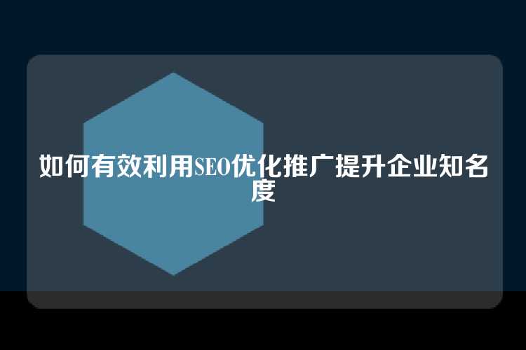如何有效利用SEO优化推广提升企业知名度