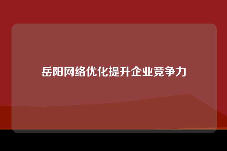 岳阳网络优化提升企业竞争力