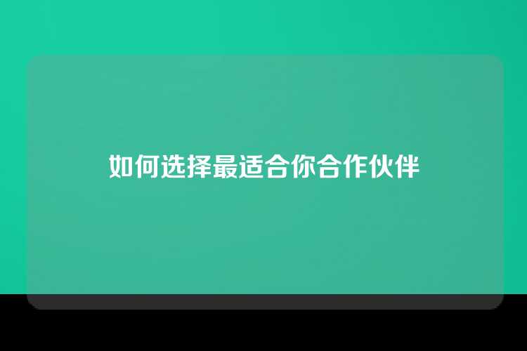 如何选择最适合你合作伙伴