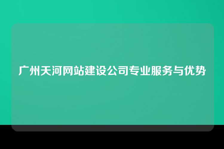 广州天河网站建设公司专业服务与优势