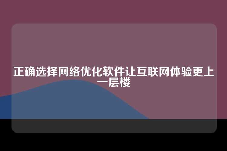 正确选择网络优化软件让互联网体验更上一层楼