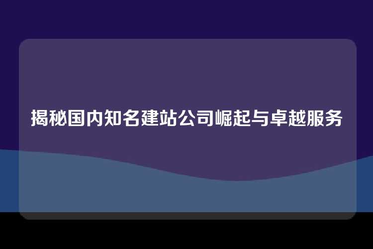 揭秘国内知名建站公司崛起与卓越服务