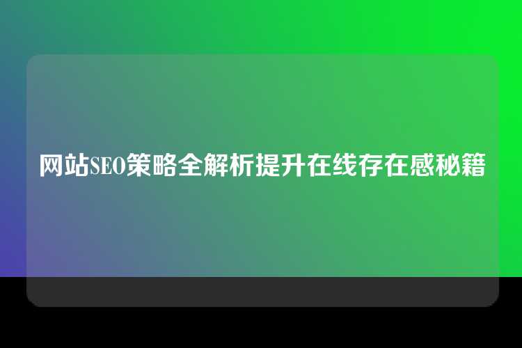 网站SEO策略全解析提升在线存在感秘籍