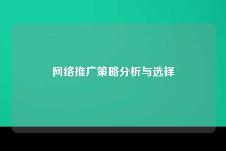 网络推广策略分析与选择