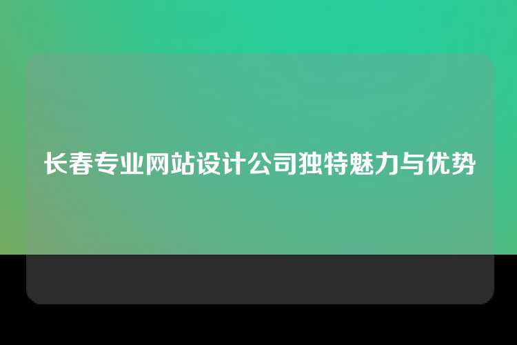 长春专业网站设计公司独特魅力与优势