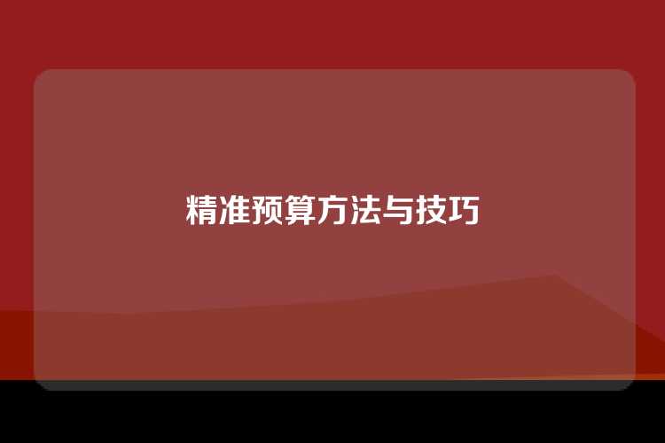 精准预算方法与技巧
