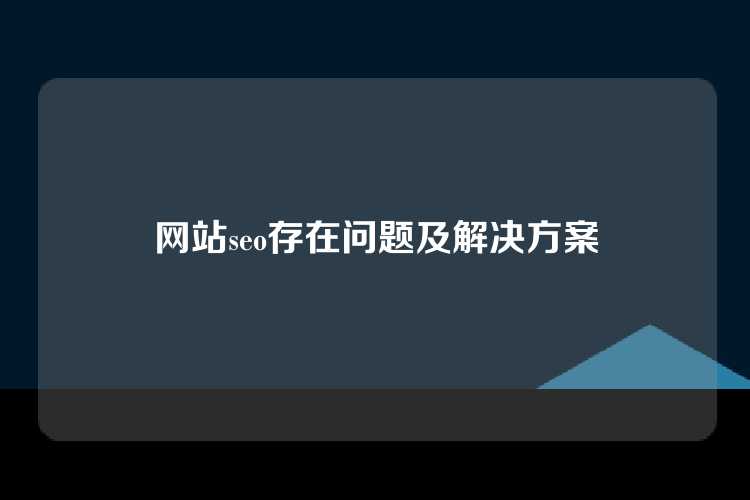 网站seo存在问题及解决方案