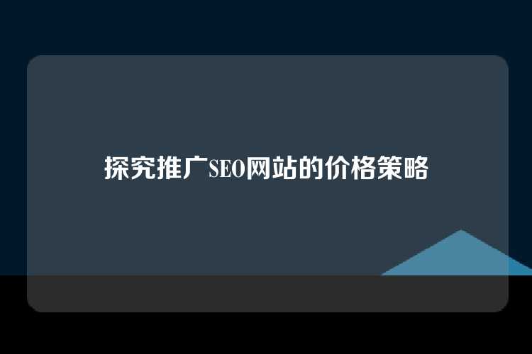探究推广SEO网站的价格策略