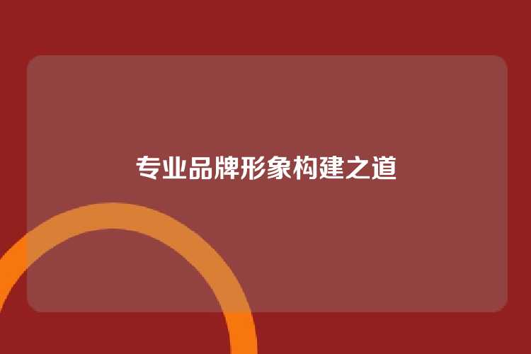 专业品牌形象构建之道