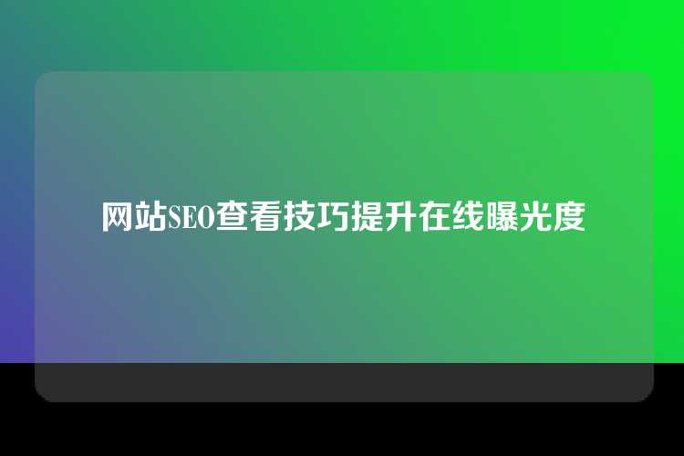 网站SEO查看技巧提升在线曝光度