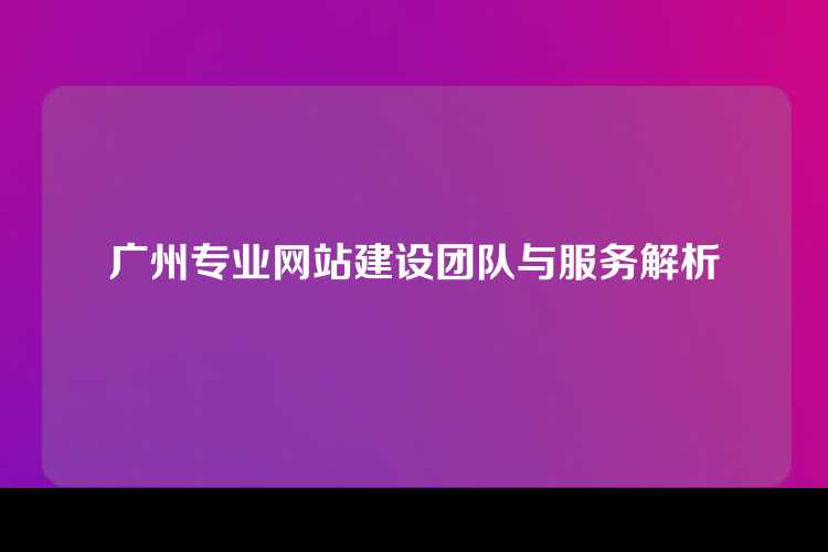 广州专业网站建设团队与服务解析