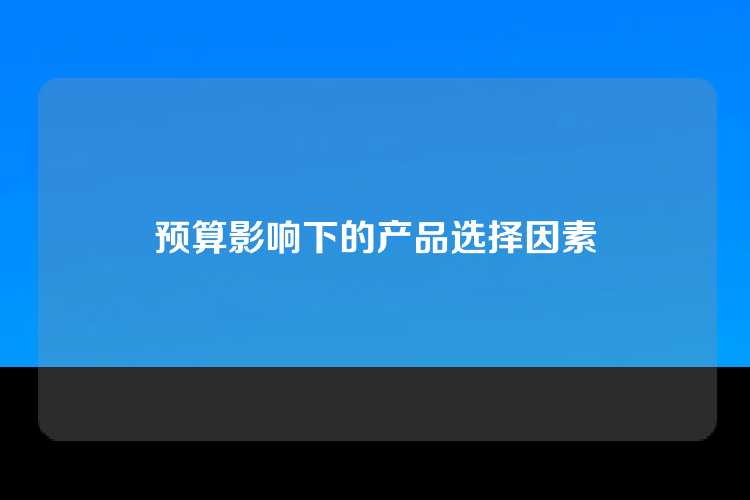 预算影响下的产品选择因素