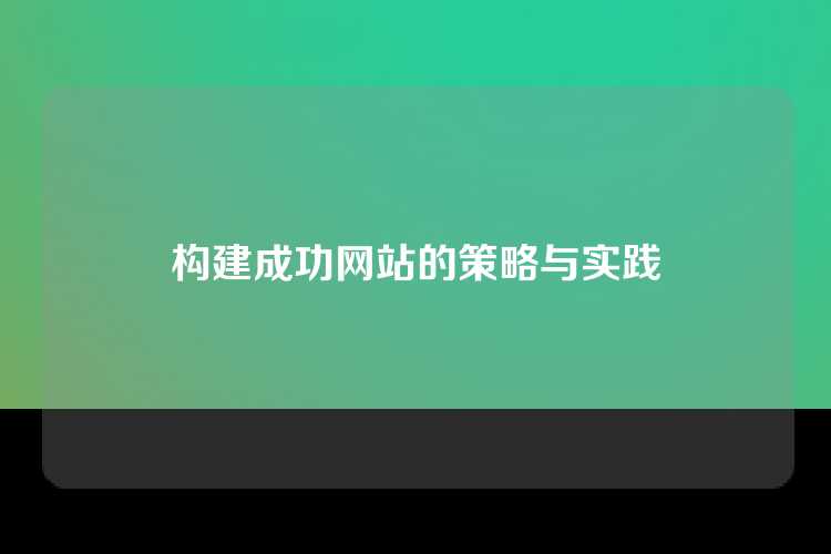 构建成功网站的策略与实践