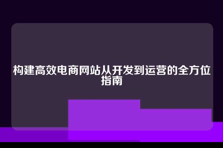 构建高效电商网站从开发到运营的全方位指南