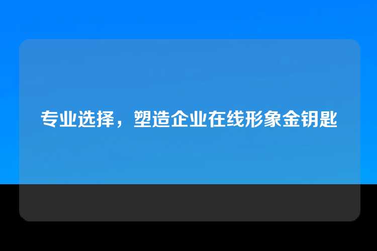 专业选择，塑造企业在线形象金钥匙