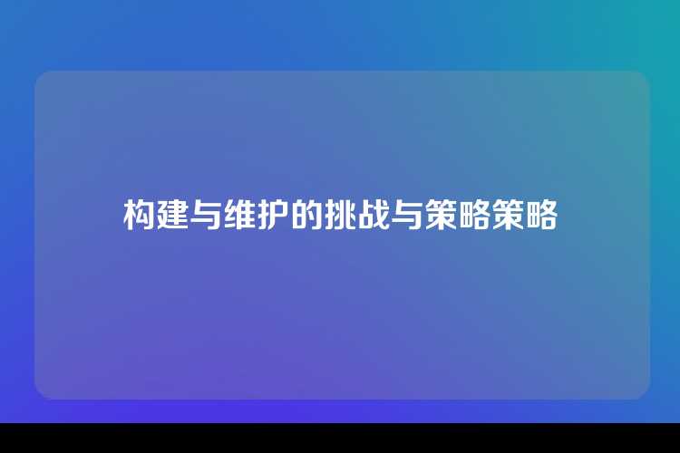 构建与维护的挑战与策略策略