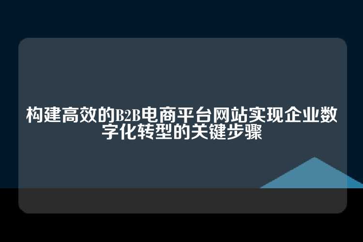 构建高效的B2B电商平台网站实现企业数字化转型的关键步骤