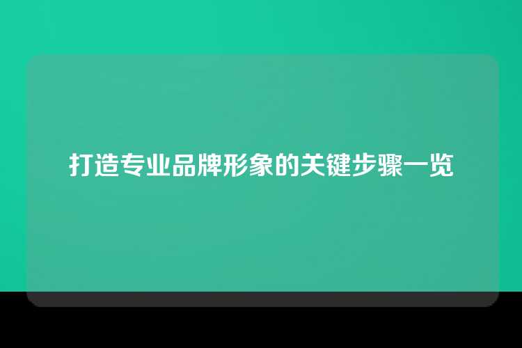 打造专业品牌形象的关键步骤一览