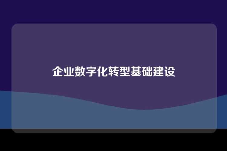 企业数字化转型基础建设