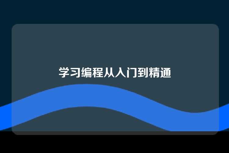 学习编程从入门到精通